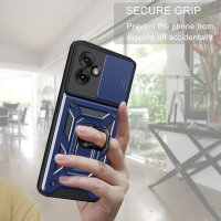 Outdoor Panzer Hülle für Motorola Moto G55 Handyhülle mit Kameraschutz Ringhalter in Blau