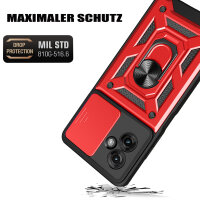 Outdoor Panzer Hülle für Motorola Moto G55 Handyhülle mit Kameraschutz Ringhalter in Rot
