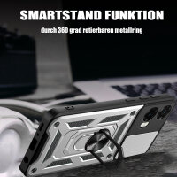 Outdoor Panzer Hülle für Motorola Moto G55 Handyhülle mit Kameraschutz Ringhalter in Silber