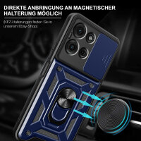 Outdoor Panzer Hülle für Motorola Moto G75 Handyhülle mit Kameraschutz Ringhalter in Blau