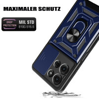 Outdoor Panzer Hülle für Motorola Moto G75 Handyhülle mit Kameraschutz Ringhalter in Blau