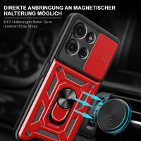 Outdoor Panzer Hülle für Motorola Moto G75 Handyhülle mit Kameraschutz Ringhalter in Rot