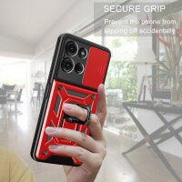 Outdoor Panzer Hülle für Motorola Moto G75 Handyhülle mit Kameraschutz Ringhalter in Rot