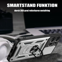 Outdoor Panzer Hülle für Motorola Moto G75 Handyhülle mit Kameraschutz Ringhalter in Silber