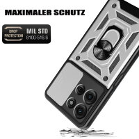 Outdoor Panzer Hülle für Motorola Moto G75 Handyhülle mit Kameraschutz Ringhalter in Silber