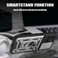 Outdoor Panzer Hülle für Motorola Moto G56 Handyhülle mit Kameraschutz Ringhalter in Silber
