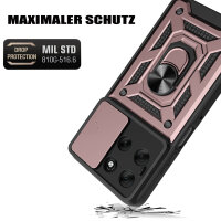Outdoor Panzer Hülle für Motorola Moto G86 Handyhülle mit Kameraschutz Ringhalter in Rosegold