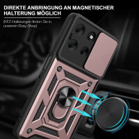 Outdoor Panzer Hülle für Motorola Moto G86 Handyhülle mit Kameraschutz Ringhalter in Rosegold