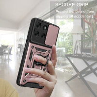 Outdoor Panzer Hülle für Motorola Moto G86 Handyhülle mit Kameraschutz Ringhalter in Rosegold