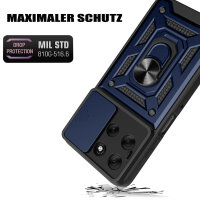 Outdoor Panzer Hülle für Motorola Moto G86 Handyhülle mit Kameraschutz Ringhalter in Blau