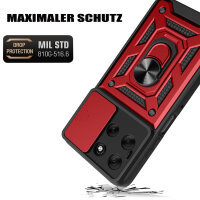 Outdoor Panzer Hülle für Motorola Moto G86 Handyhülle mit Kameraschutz Ringhalter in Rot