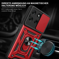 Outdoor Panzer Hülle für Motorola Moto G86 Handyhülle mit Kameraschutz Ringhalter in Rot