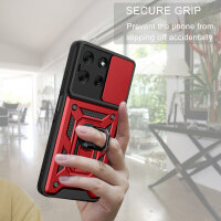 Outdoor Panzer Hülle für Motorola Moto G86 Handyhülle mit Kameraschutz Ringhalter in Rot