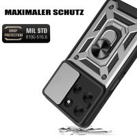 Outdoor Panzer Hülle für Motorola Moto G86 Handyhülle mit Kameraschutz Ringhalter in Silber
