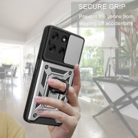 Outdoor Panzer Hülle für Motorola Moto G86 Handyhülle mit Kameraschutz Ringhalter in Silber
