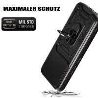 Outdoor Panzer Hülle für Honor 400 Handyhülle mit Slide Kameraschutz Ringhalter in Schwarz