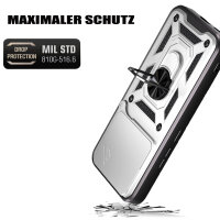 Outdoor Panzer Hülle für Honor 400 Handyhülle mit Slide Kameraschutz Ringhalter in Silber