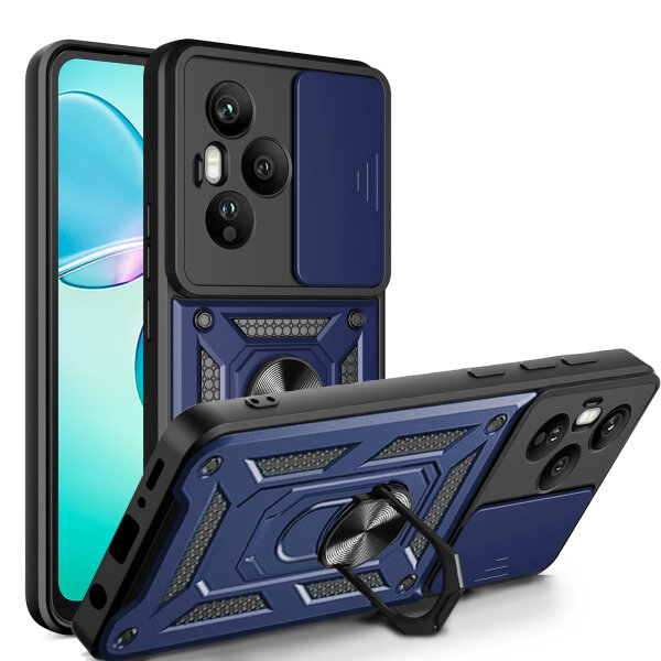 Outdoor Panzer Hülle für Honor 400 Pro Handyhülle mit Slide Kameraschutz Ringhalter in Blau