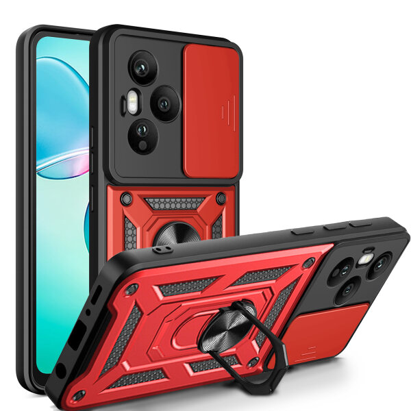 Outdoor Panzer Hülle für Honor 400 Pro Handyhülle mit Slide Kameraschutz Ringhalter in Rot