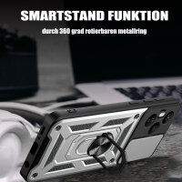Outdoor Panzer Hülle für Honor 400 Pro Handyhülle mit Slide Kameraschutz Ringhalter in Silber