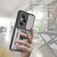 Outdoor Panzer Hülle für Honor 400 Pro Handyhülle mit Slide Kameraschutz Ringhalter in Silber
