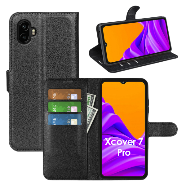 Handy Tasche für Samsung Galaxy Xcover 7 Pro Handyhülle Flip Cover Wallet Case Hülle Etui Schwarz