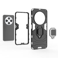 Hülle für Xiaomi Redmi 14C / Poco C75 Hülle Handyhülle Stoßfest 360° Drehbarer Ring Schwarz