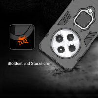 Hülle für Xiaomi Redmi 14C / Poco C75 Hülle Handyhülle Stoßfest 360° Drehbarer Ring Schwarz