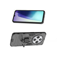 Hülle für Xiaomi Redmi 14C / Poco C75 Hülle Handyhülle Stoßfest 360° Drehbarer Ring Schwarz