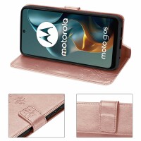 Hülle für Motorola Moto G05 / Moto E15 Handyhülle mit [Standfunktion][Kartenfächern] in Rosegold