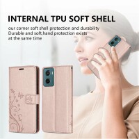 Hülle für Motorola Moto G05 / Moto E15 Handyhülle mit [Standfunktion][Kartenfächern] in Rosegold