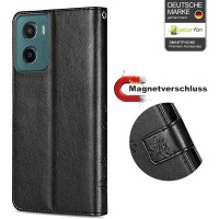 Hülle für Motorola Moto G05 / Moto E15 Handyhülle mit [Standfunktion][Kartenfächern] in Schwarz