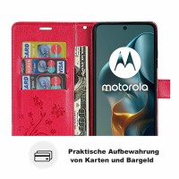 Hülle für Motorola Moto G05 / Moto E15 Handyhülle mit [Standfunktion][Kartenfächern] in Rot