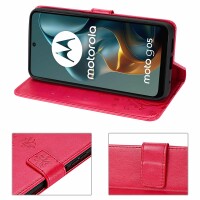 Hülle für Motorola Moto G05 / Moto E15 Handyhülle mit [Standfunktion][Kartenfächern] in Rot