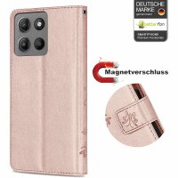 Hülle für Motorola Moto G15 / G15 Power Handyhülle mit [Standfunktion][Kartenfächern] in Rosegold
