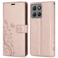 Hülle für Motorola Moto G15 / G15 Power Handyhülle mit [Standfunktion][Kartenfächern] in Rosegold
