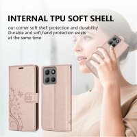 Hülle für Motorola Moto G15 / G15 Power Handyhülle mit [Standfunktion][Kartenfächern] in Rosegold