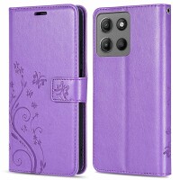 Hülle für Motorola Moto G15 / G15 Power Handyhülle mit [Standfunktion][Kartenfächern] in Lila