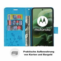 Hülle für Motorola Moto G35 Handyhülle mit [Standfunktion][Kartenfächern] in Blau
