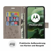 Hülle für Motorola Moto G35 Handyhülle mit [Standfunktion][Kartenfächern] in Grau