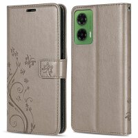 Hülle für Motorola Moto G35 Handyhülle mit [Standfunktion][Kartenfächern] in Grau