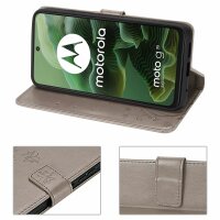 Hülle für Motorola Moto G35 Handyhülle mit [Standfunktion][Kartenfächern] in Grau