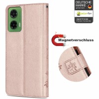 Hülle für Motorola Moto G35 Handyhülle mit [Standfunktion][Kartenfächern] in Rosegold