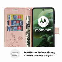 Hülle für Motorola Moto G35 Handyhülle mit [Standfunktion][Kartenfächern] in Rosegold