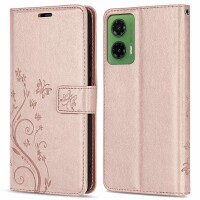 Hülle für Motorola Moto G35 Handyhülle mit [Standfunktion][Kartenfächern] in Rosegold