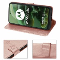 Hülle für Motorola Moto G35 Handyhülle mit [Standfunktion][Kartenfächern] in Rosegold