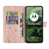 Hülle für Motorola Moto G35 Handyhülle mit [Standfunktion][Kartenfächern] in Rosegold