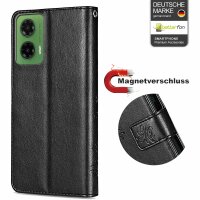 Hülle für Motorola Moto G35 Handyhülle mit [Standfunktion][Kartenfächern] in Schwarz