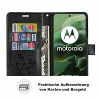 Hülle für Motorola Moto G35 Handyhülle mit [Standfunktion][Kartenfächern] in Schwarz