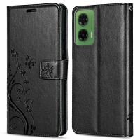 Hülle für Motorola Moto G35 Handyhülle mit [Standfunktion][Kartenfächern] in Schwarz